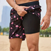 Herren badeshorts mit integriertem slip - witziger flamingo-druck für entspannte strandtage