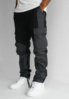 Männliche cargo-hosen in schwarz/grau mit funktionalem design für die freizeit – stylische und praktische hosen