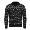 Männer strickpullover mit modernem geometrischen muster – weiche und kuschelige winterstrickmode für den alltag