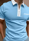 Männers poloshirt für lässige anlässe mit reissverschluss - kurzarm-oberteil mit brusttasche für wochenendausflüge