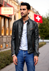 Leder-bikerjacke – klassischi zip-up herrenjacke