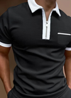Männers poloshirt für lässige anlässe mit reissverschluss - kurzarm-oberteil mit brusttasche für wochenendausflüge