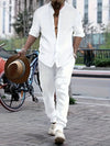 2-teilige lässige männeroutfit mit stylischem hemd und hosen - alltagsmode für wochenendaktivitäten