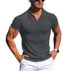Männers polo-shirt mit ripp-optik – zeitgemässe freizeitmode für männer