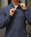 Männersweater mit reissverschluss - texturiertes strickpullover für lässige anlässe