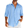 Herren cuban-kragen hemd – stylisches langarm büro-outfit mit lässigem schnitt für den alltag