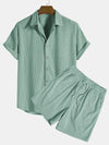 2-teiliges herren kurzarm outfit - rippenshirt und shorts kombination