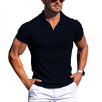 Männers polo-shirt mit ripp-optik – zeitgemässe freizeitmode für männer