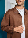 Männers zip-up jacke - stilvolle braune leichtjacke für den alltag