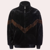 Männers winterjacke mit weichem kunstfell in schwarz - vielseitiger zip-up mantel mit einzigartigem zick-zack-design