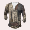 Männers langarm-patchwork-shirt - trendiger look für entspannte anlässe