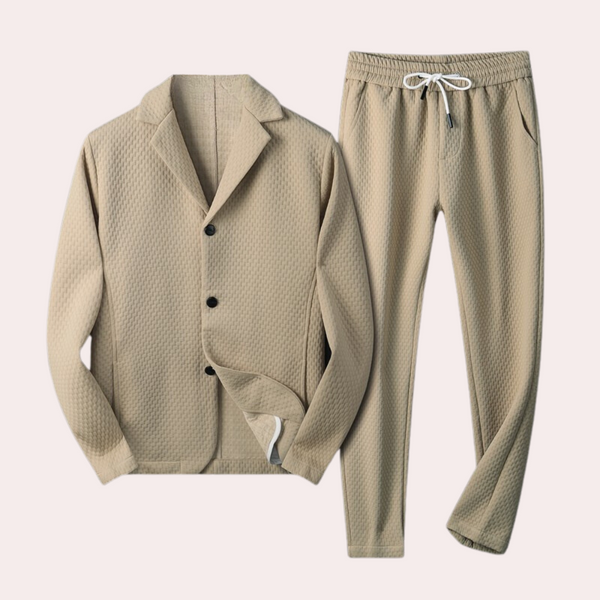 2-teilige herren loungewear kombination mit blazer und hose - lässige entspannungsoutfit