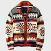 Rote jacquard zip-up cardigan - auffallender herren pullover aus strick