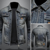 Männers denimjacke klassisch regulär geschnitten blau - lässige vielseitige alltagsmode