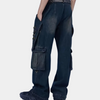 Männer cargo-hose aus robustem, dunklem denim – vielseitige freizeitkleidung