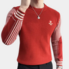 Männer pullover mit roten streifen - vielseitiger stil für alltag und büro