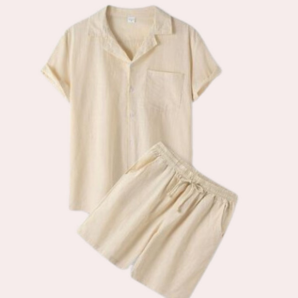 2-teiliger männer short pyjama – leichte baumwollschlafwäsche für zuhaus