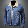 Denimjacke mit kunstfellkragen - klassischer herren-außenbekleidung