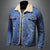 Denimjacke mit kunstfellkragen - klassischer herren-außenbekleidung