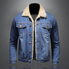 Denimjacke mit kunstfellkragen - klassischer herren-außenbekleidung