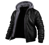 Männer lederjacke mit kapuzenfutter - modernes freizeitoutfit für kalte tage