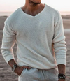 Texturiertes strickpullover - stilvolle freizeitmode für männer