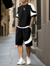 2-teiliger casual activewear-look für männer – modisches t-shirt mit kurzen ärmeln und shorts für den alltag