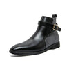 Männers leder stiefeletten - stylischer schnallen-detail für büro-look, robuste materialien