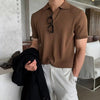 Braunes ripp-polohemd - kurzärmliges polo für vielseitige styles