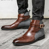Männers leder stiefeletten - stylischer schnallen-detail für büro-look, robuste materialien