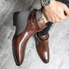 Männers leder stiefeletten - stylischer schnallen-detail für büro-look, robuste materialien
