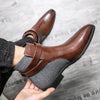 Männers leder stiefeletten - stylischer schnallen-detail für büro-look, robuste materialien