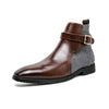 Männers leder stiefeletten - stylischer schnallen-detail für büro-look, robuste materialien