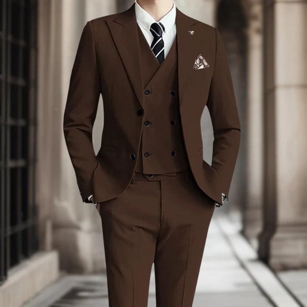 Herren 3-teiliger blazeranzug aus hochwertigem stoff - elegante, massgeschneiderte kleidung für hochzeiten und das büro