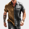 Mäner casual shirt aus leichtem leinenmix mit halben ärmeln - für sommerausflüge