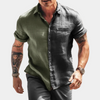 Mäner casual shirt aus leichtem leinenmix mit halben ärmeln - für sommerausflüge