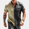 Mäner casual shirt aus leichtem leinenmix mit halben ärmeln - für sommerausflüge