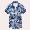 Männershirt mit kurzen ärmeln und floralem muster - farbenfrohe sommermode für legere anlässe