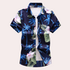 Männershirt mit kurzen ärmeln und floralem muster - farbenfrohe sommermode für legere anlässe