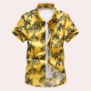 Männershirt mit kurzen ärmeln und floralem muster - farbenfrohe sommermode für legere anlässe