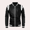 Männer casual bomberjacke aus sleekem leder in schwarz und gelb – trendiges, leichtes design für smarte anlässe