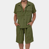 2-teiliger lässiger sommeranzug für männer - leichte knopfhemd und shorts, weiss - freizeitmode