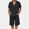 2-teiliger lässiger sommeranzug für männer - leichte knopfhemd und shorts, weiss - freizeitmode