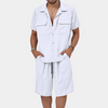 2-teiliger lässiger sommeranzug für männer - leichte knopfhemd und shorts, weiss - freizeitmode