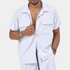 2-teiliger lässiger sommeranzug für männer - leichte knopfhemd und shorts, weiss - freizeitmode