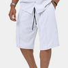 2-teiliger lässiger sommeranzug für männer - leichte knopfhemd und shorts, weiss - freizeitmode