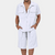 2-teiliger lässiger sommeranzug für männer - leichte knopfhemd und shorts, weiss - freizeitmode