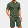 2-teiliger herren poloshirt und shorts-set - leichte sommermode, marineblau, lässig