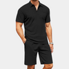 2-teiliger herren poloshirt und shorts-set - leichte sommermode, marineblau, lässig
