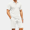 2-teiliger herren poloshirt und shorts-set - leichte sommermode, marineblau, lässig